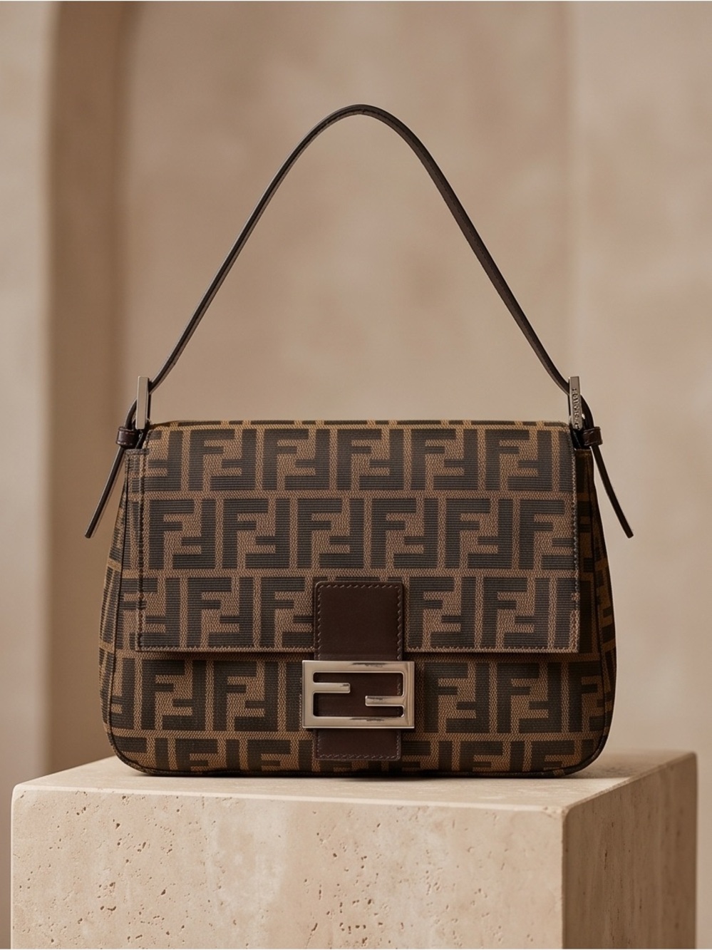 Fendi Zucca Mama Forever Baguette Shoulder Bag